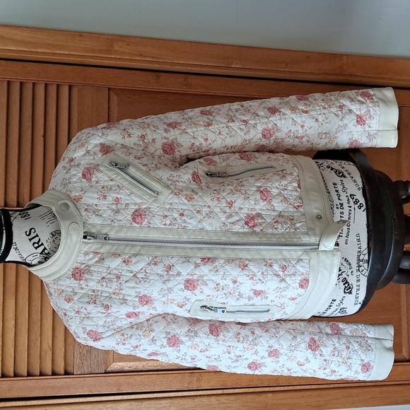 AVEC LES FILLES Floral Print Moto Jacket Size M EUC - Picture 4 of 9